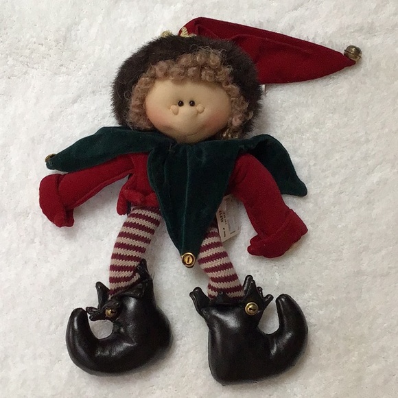 Vintage Soft Sculpture Velvet Knit Stocking Faux Fur Bendable Legs Girl … - Picture 2 of 12